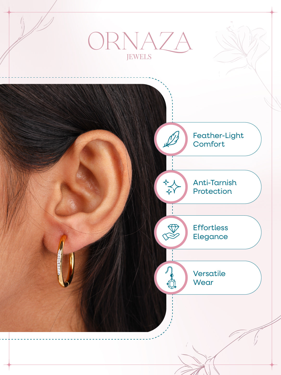 Crystal Edge Gold Hoops