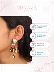 Pearl Geometric Drop Earrings