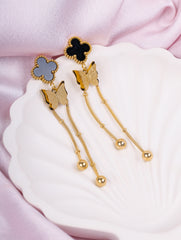 Black Clover Butterfly Drop Earrings