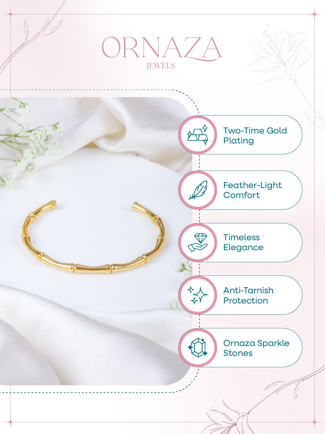 Golden Bamboo Cuff Bracelet