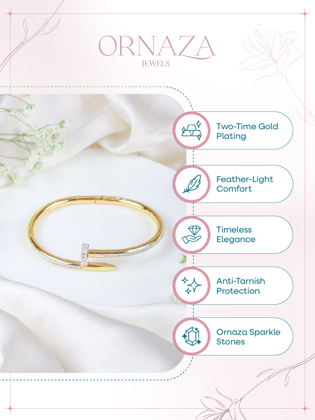 Gold Nail Charm Bracelet