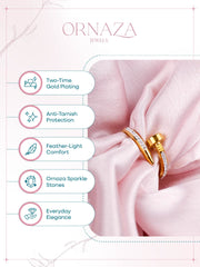 Golden Nail CZ Ring