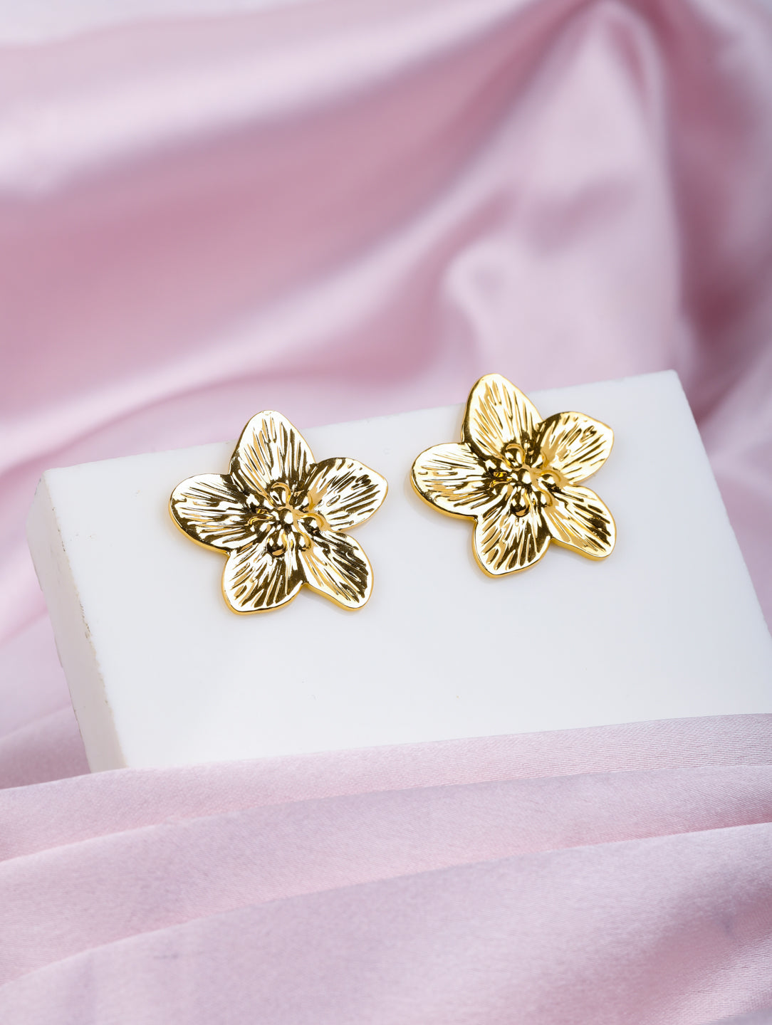 Golden Blossom Stud Earrings