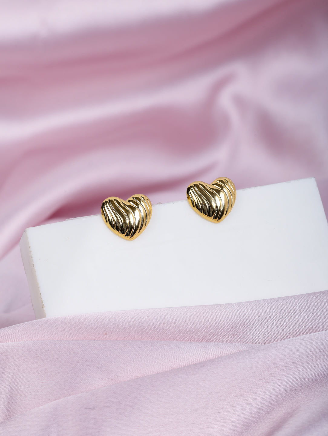 Golden Heartbeat Stud Earrings