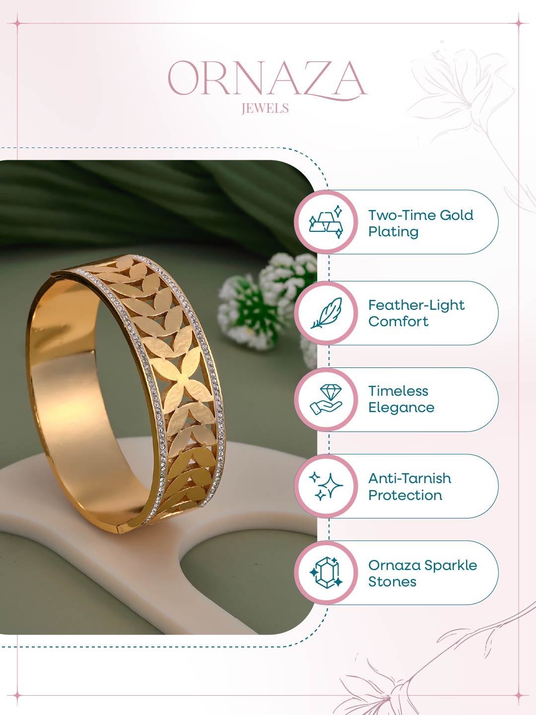 Golden Petal Cutwork Bracelet