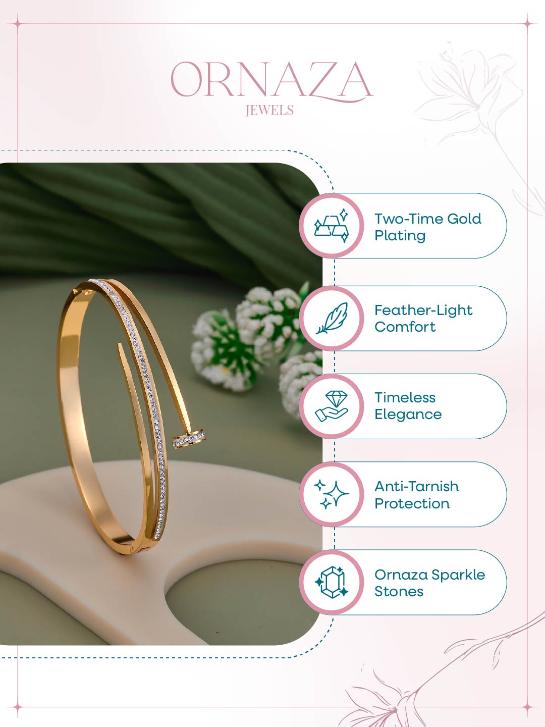 Golden Twin Line Open Bracelet